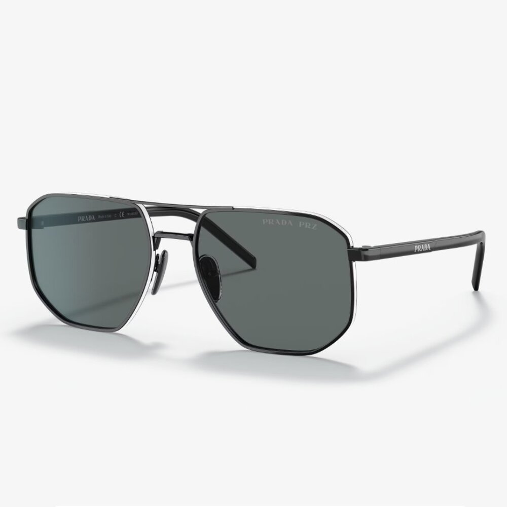 NEW PRADA SUNGLASSES, AVIATOR BLACK EYEWEAR PRADA - Picture 2 of 6